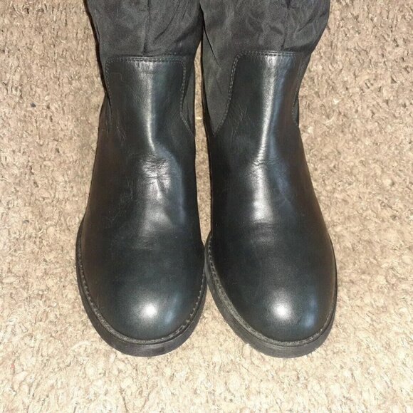 RUDSAK-Black Leather-Quilted Fabric-Over The Knee Boots-Sz 38-7.5-Near Mint - Picture 6 of 9
